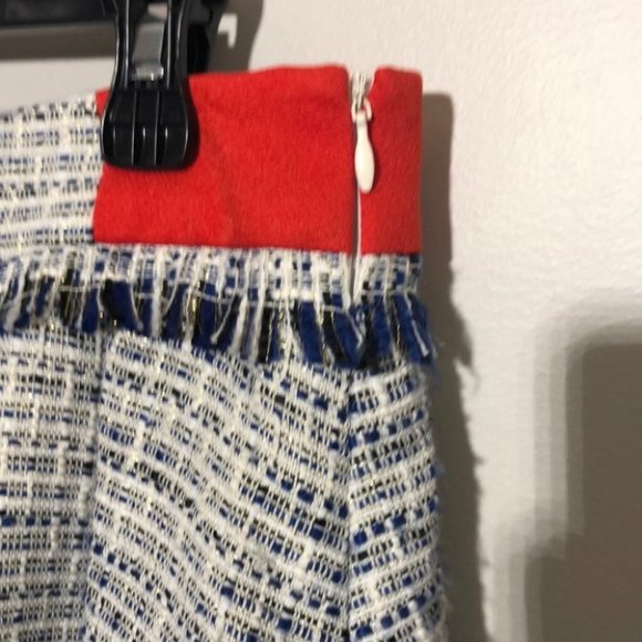 Luna Pleated Skirt, Frayed edge, Blue & White - Picture 5 of 10